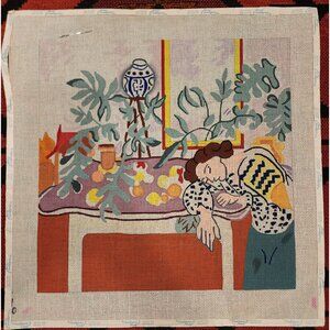 Hand-Painted Needlepoint Canvas Henri Matisse Still Life Scene 14" X 14"